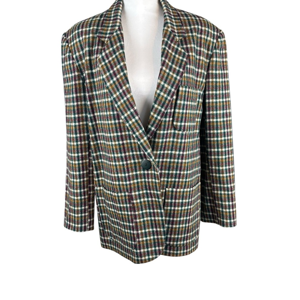 Vtg 90s‎ Donny Brook Womens Wool Blazer Plaid Size 10 Heritage Preppy Equestrian